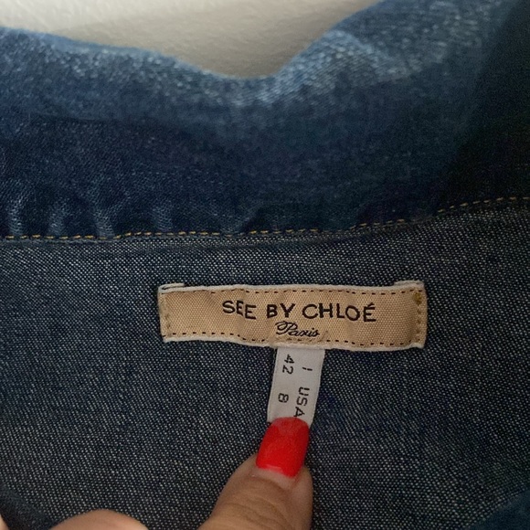 See by Chloe dark denim jacket USA size 8 - Picture 4 of 5